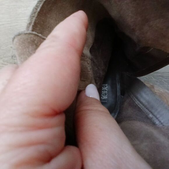 TTan Suede Studded Heeled Boots - Picture 5 of 5